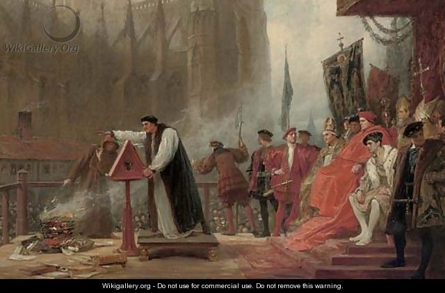 640x421 The Burning Of Martin Luther's Works - Martin Luther Painting