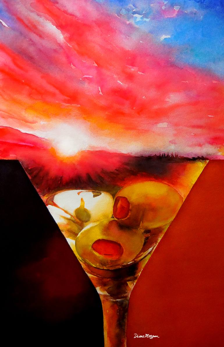 770x1192 Saatchi Art Martini Sunrise Painting By Diane Morgan - Martini Painting