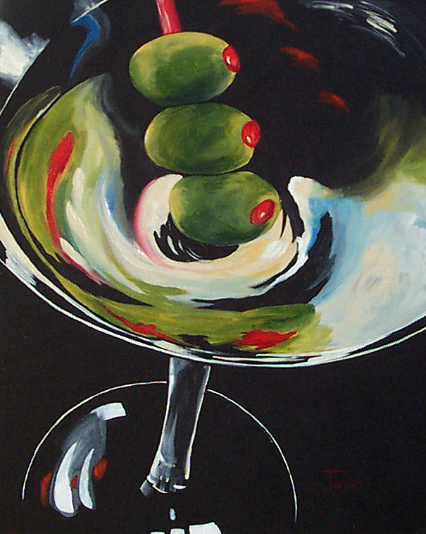 605x757 Three Olive Martini Iii Painting By Torrie Smiley - Martini Painting