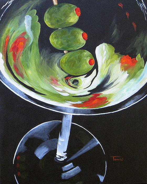 560x700 Three Olive Martini Vi Painting By Torrie Smiley - Martini Painting