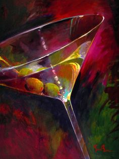 236x314 Painted Martini Glasses Olives - Martini Painting