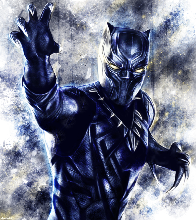 800x900 Captain America Civil War - Marvel Black Panther Painting