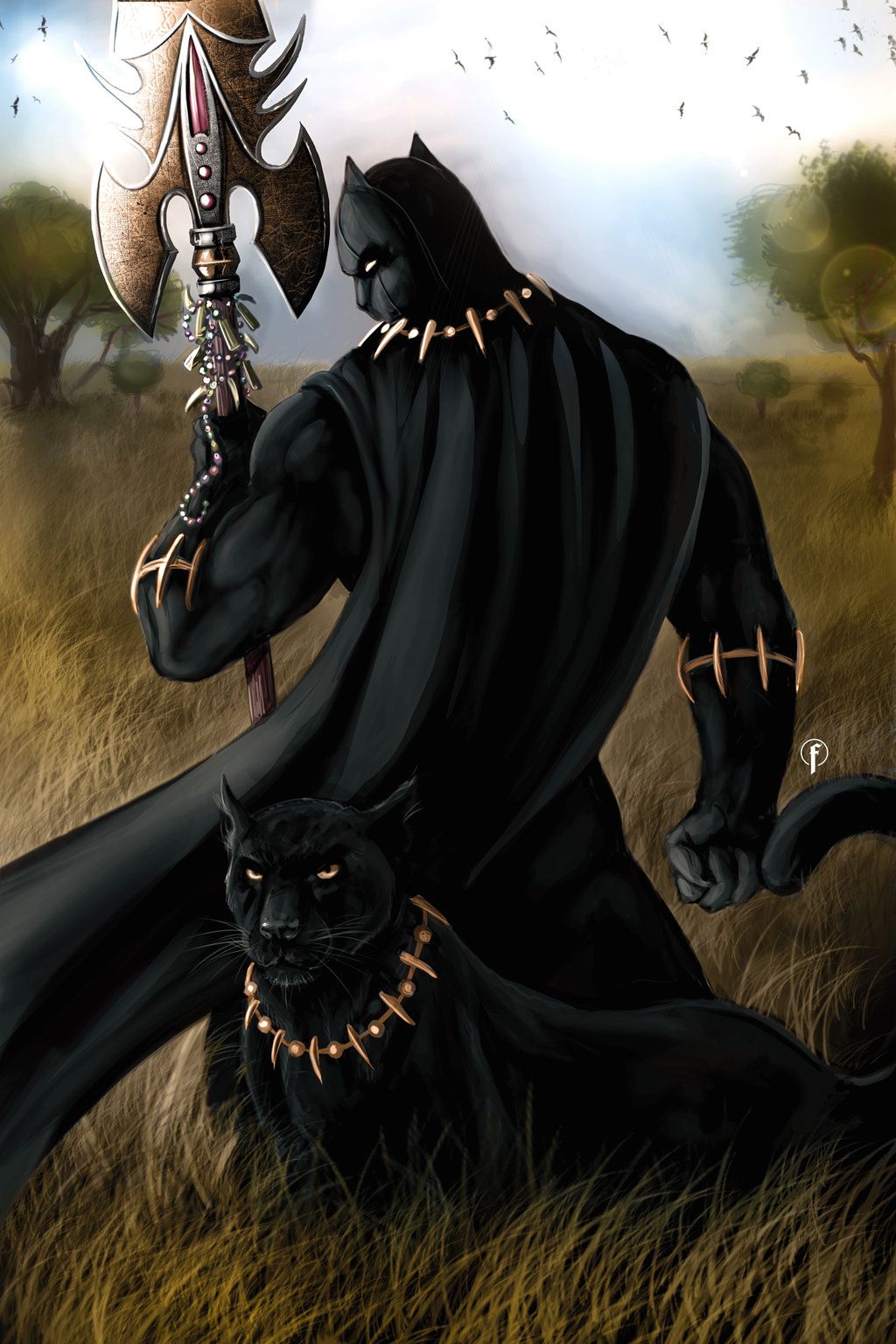 1024x1536 Black Panther By Riccardo On @ - Marvel Black Panther Painting