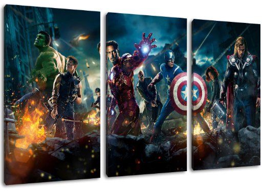 522x375 Marvel Heroes Painting On Canvas, 3 Piece (Total Size 47.2 X - Marvel Heroes Painting