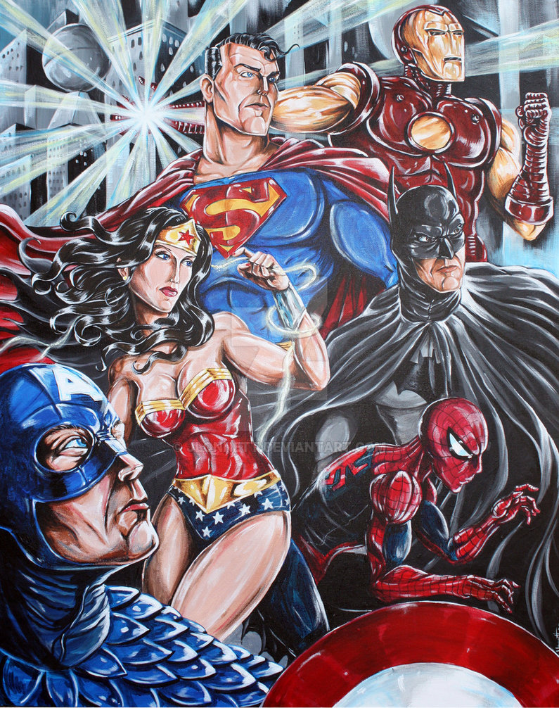 795x1006 Dc Marvel Painting By Jlonnett - Marvel Painting