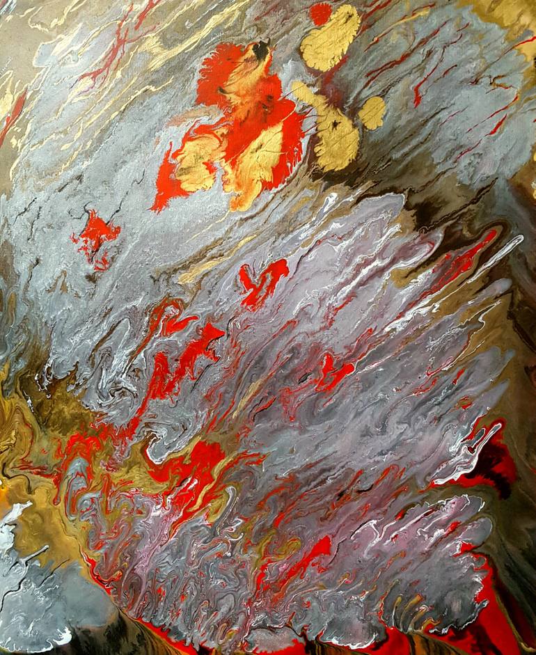 770x941 Saatchi Art Silver And Gold Metallic Marvel Painting By Amy Levine - Marvel Painting