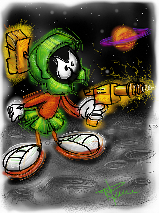 524x700 Marvin The Martian Digital Art By Russell Pierce - Marvin The Martian Painting