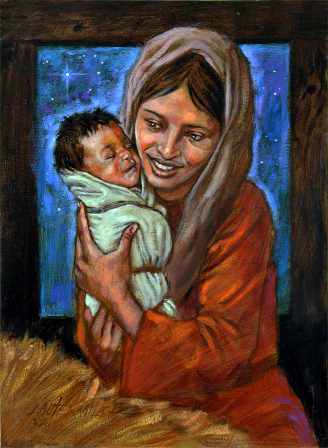 658x900 Mary And Jesus Painting By John Lautermilch - Mary And Baby Jesus Painting