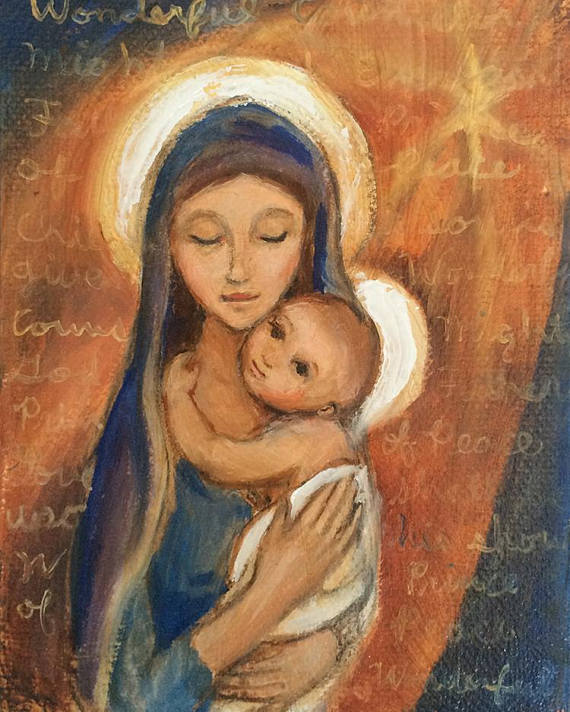 570x712 Mary And Baby Jesus Original Oil Painting - Mary And Baby Jesus Painting