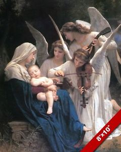 240x300 Angels Singing Mary Amp Baby Jesus Christ Child To Sleep Painting - Mary And Baby Jesus Painting