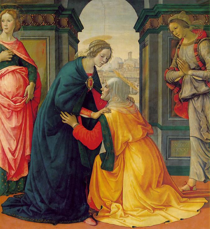 675x737 The Mother Father Of John The Baptist Elizabeth - Mary And Elizabeth Painting