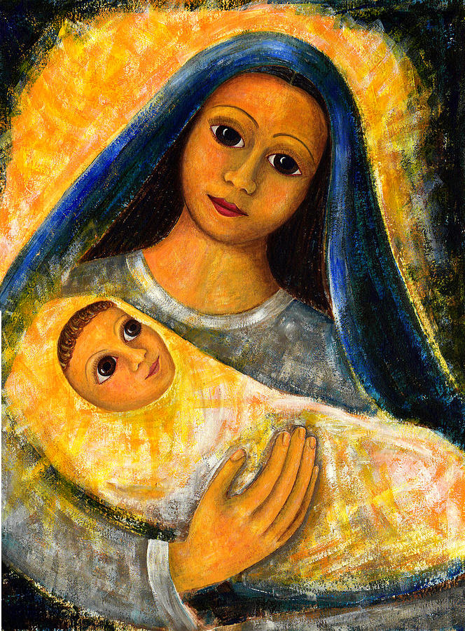 664x900 Mother Mary And Jesus Painting By Taruna Rettinger - Mary And Jesus Painting