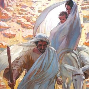 299x300 Mary, Joseph, And Christ Leaving Bethlehem. What A Beautiful - Mary And Joseph Painting