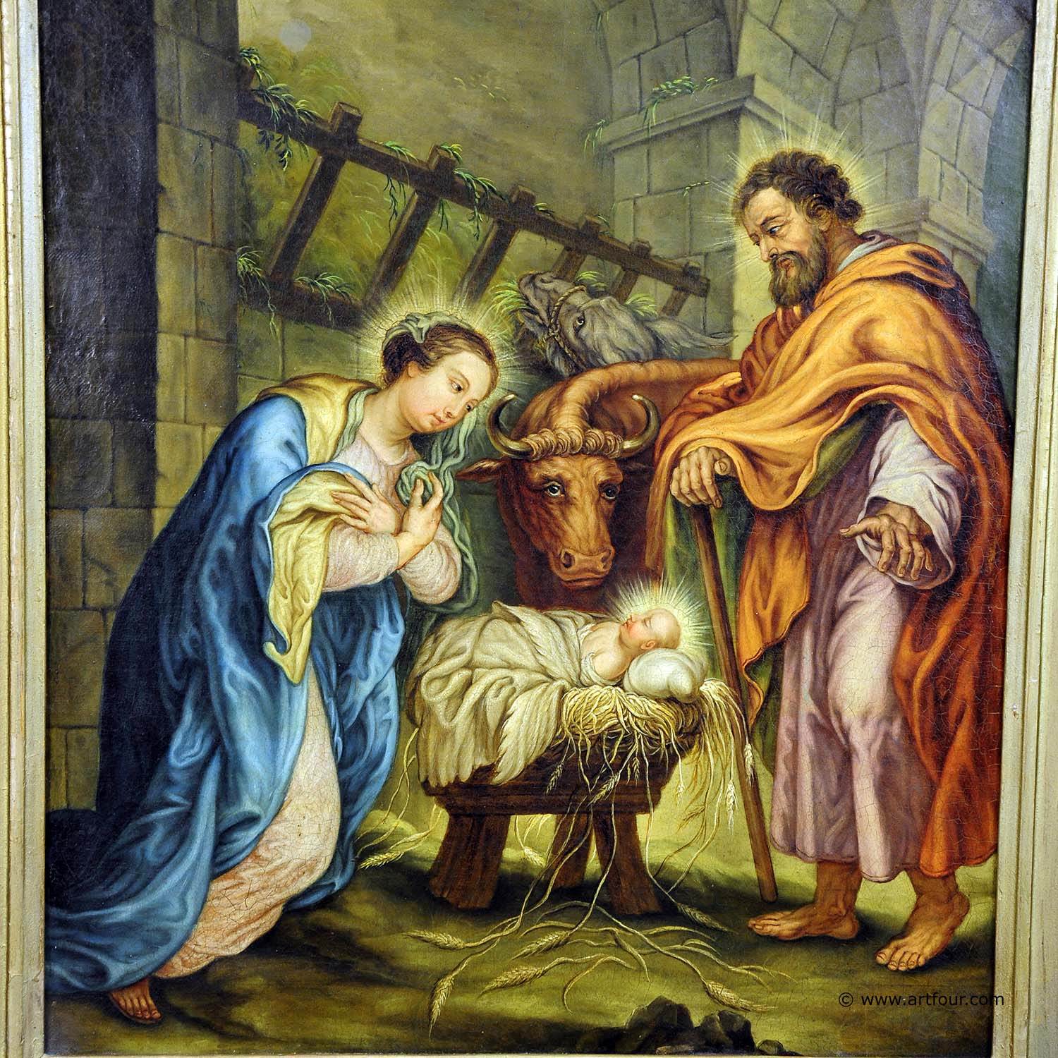 1500x1500 Antique Oil Painting - Mary And Joseph Painting