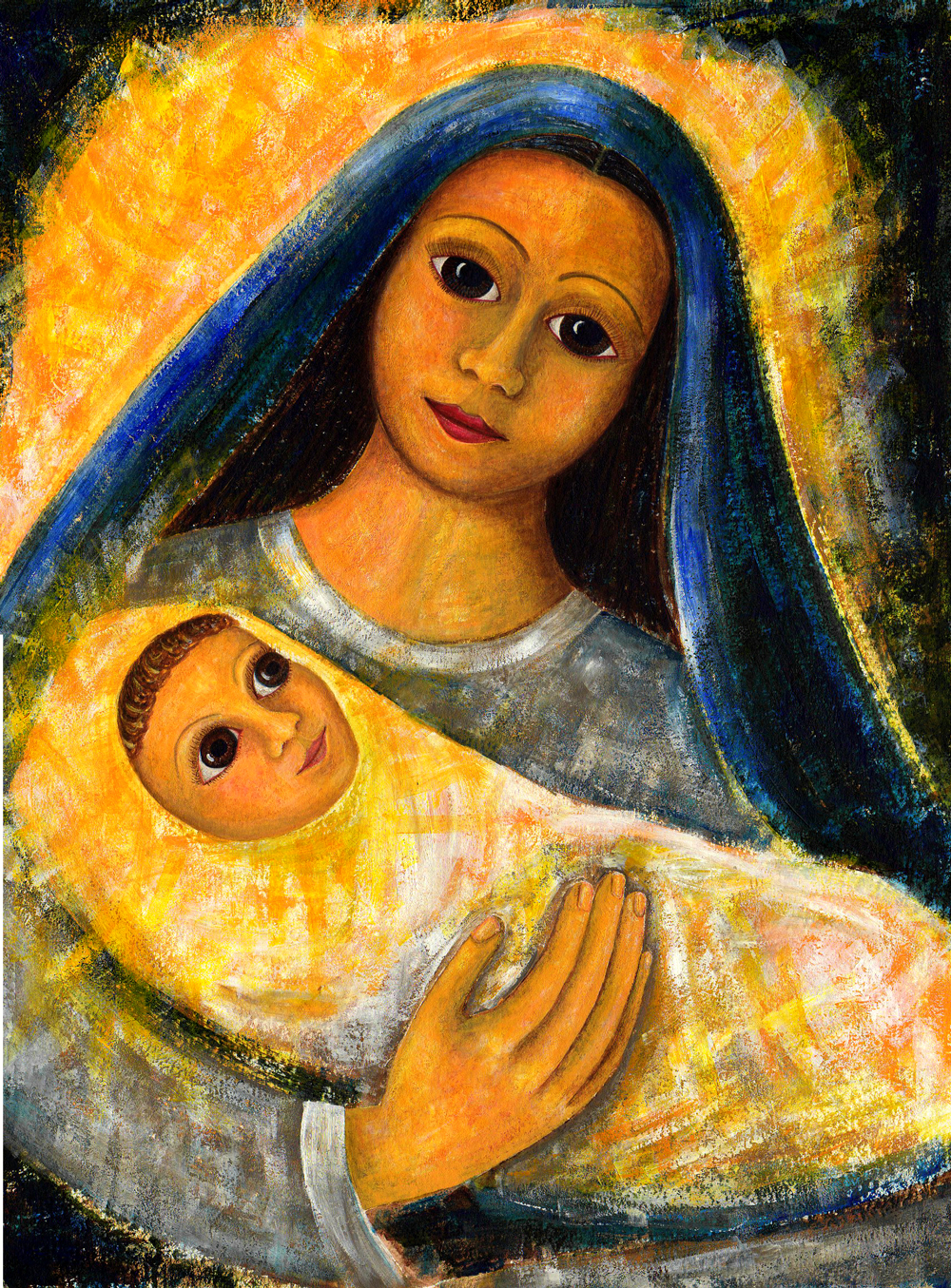 1000x1355 Mother Mary And Child Jesus Art For Creation - Mary Holding Baby Jesus Painting