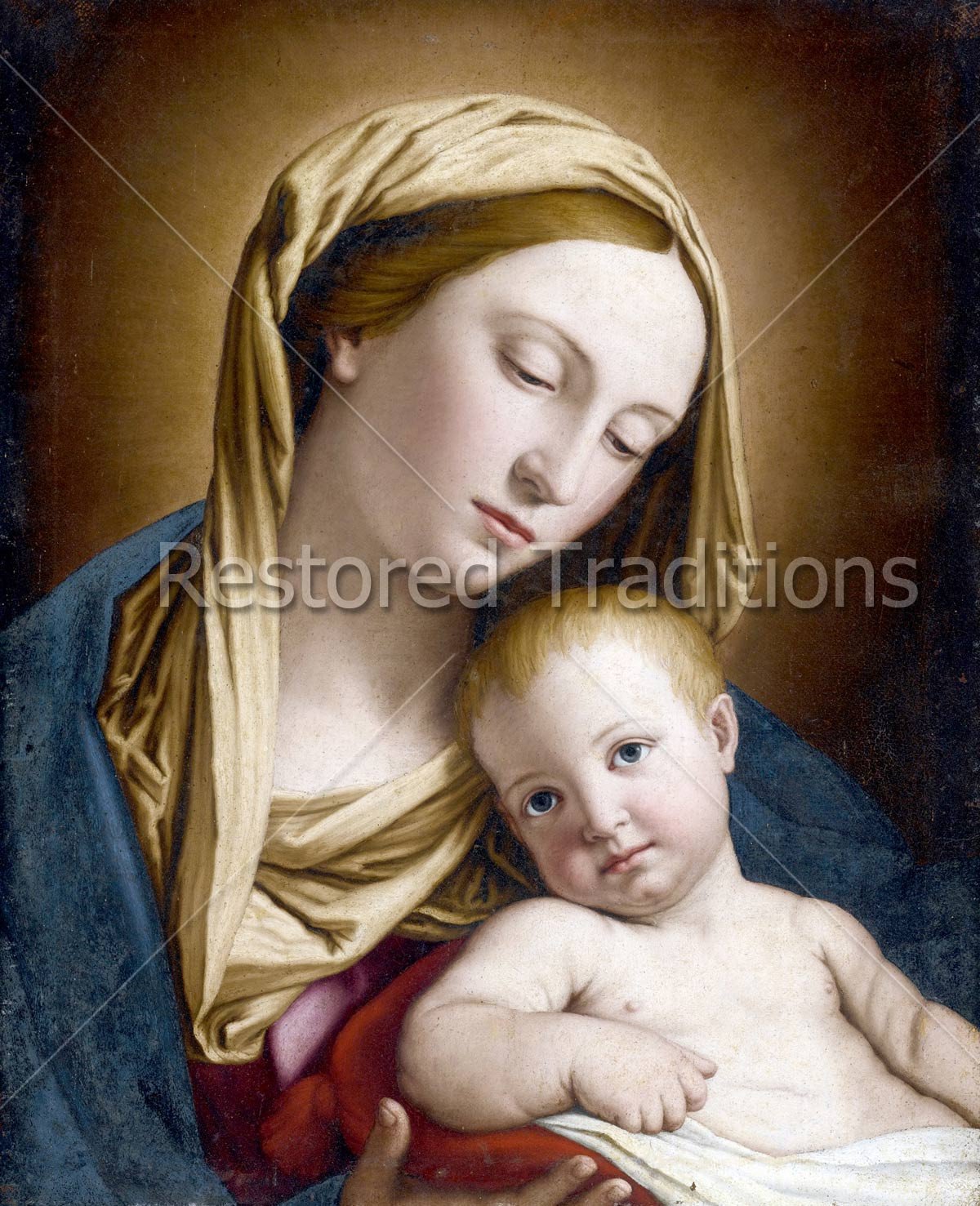 1200x1477 Stock Art Image Madonna Amp Child Jesus Christ By Artist Sassoferrato - Mary Holding Baby Jesus Painting