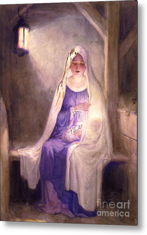 493x789 Virgin Mary Holding Baby Jesus 1912 Metal Print By Padre Art - Mary Holding Baby Jesus Painting