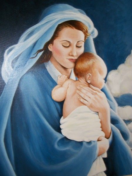 450x600 Picture Mary Holding Jesus - Mary Holding Baby Jesus Painting