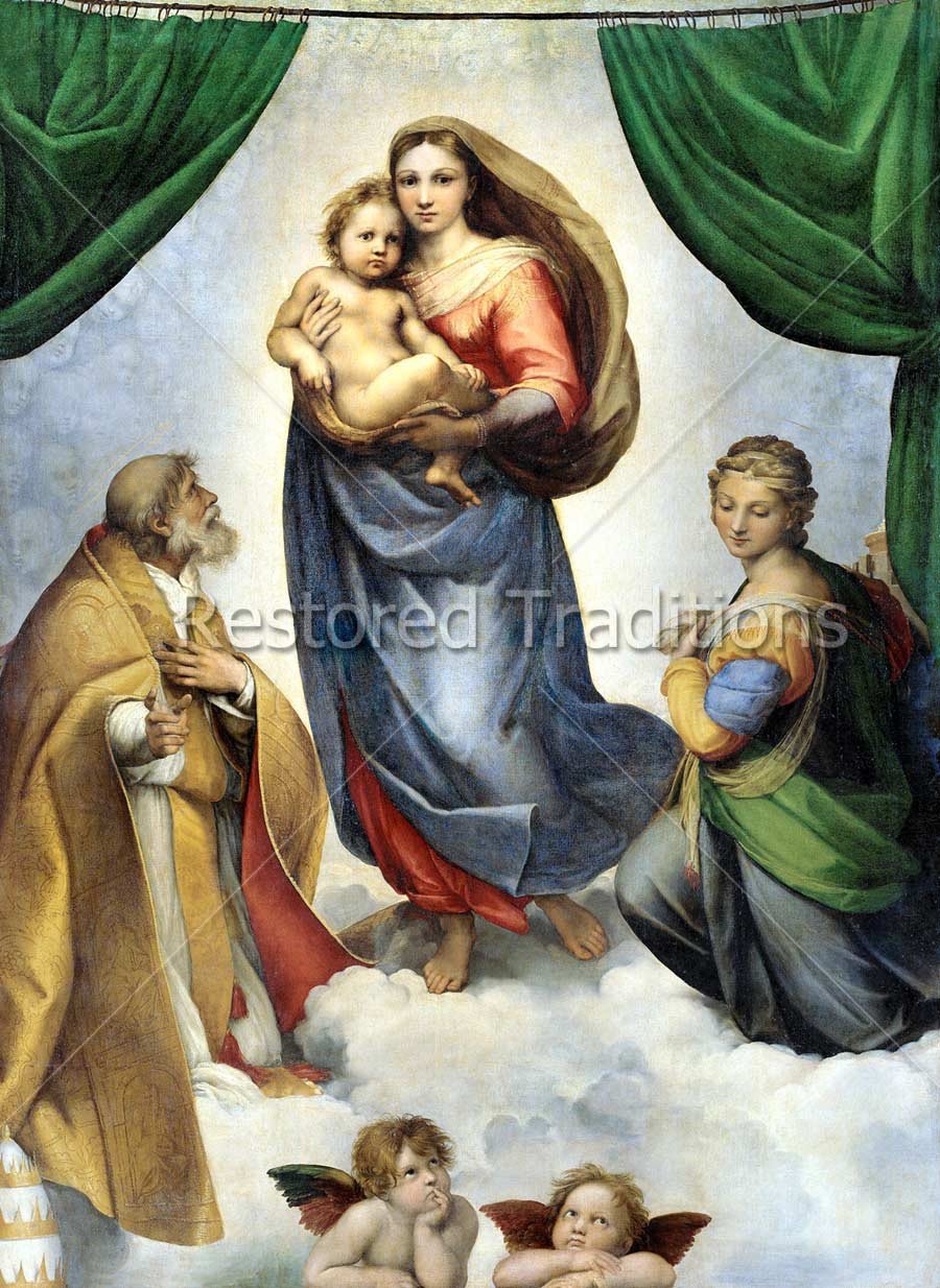 900x1234 Sistine Madonna By Artist Raphael Download Image In High Resolution - Mary Holding Jesus Painting