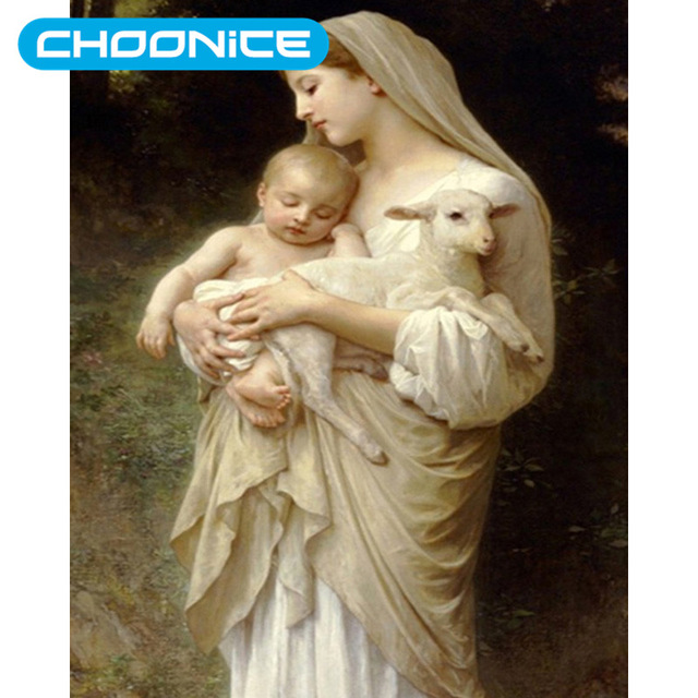 640x640 Diamond Painting Virgin Mary Jesus Christ Child Religious - Mary Jesus Painting