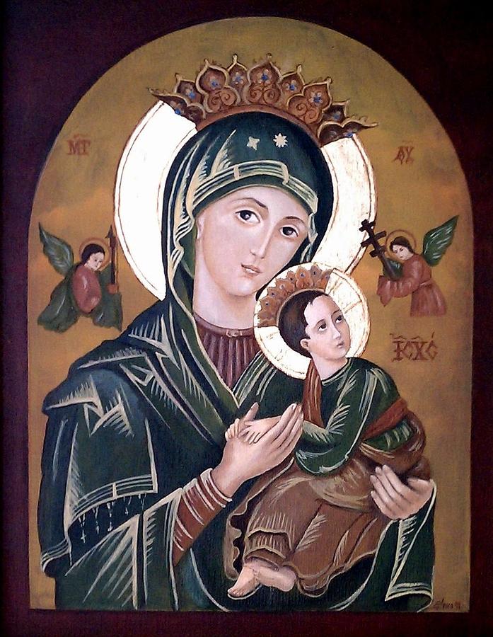 697x900 Mary And Jesus Painting By Lena Day - Mary Jesus Painting