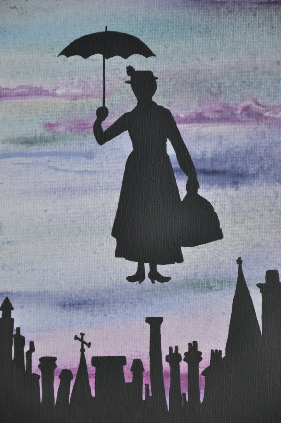 570x858 Mary Poppins Painting, Mary Poppins Silhouette Painting, Abstract - Mary Poppins Painting