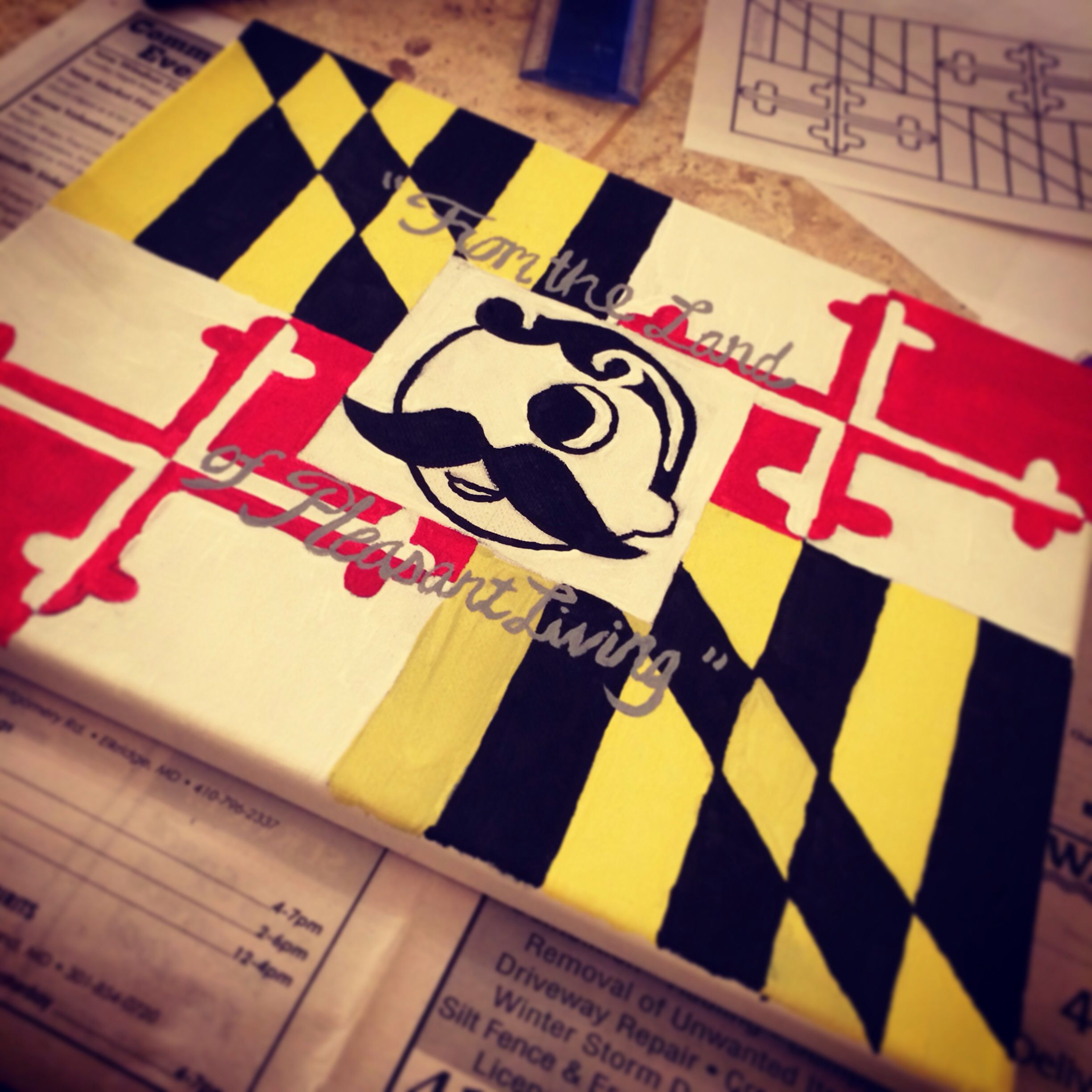 2448x2448 Maryland Flag Painted Canvas With The Natty Boh Logo! Artc - Maryland Flag Painting