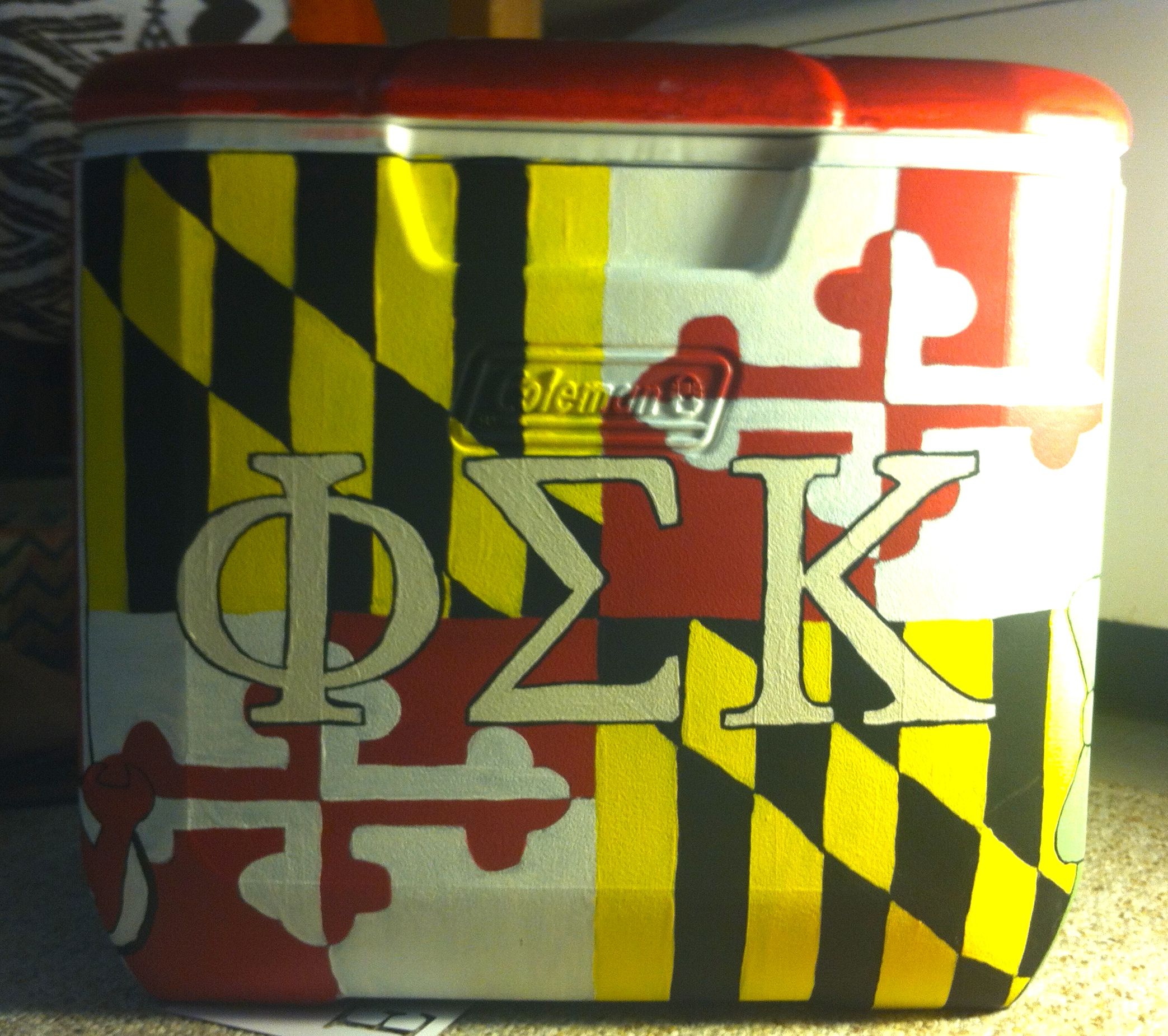 2087x1850 Psk Phi Sigma Kappa Maryland Flag Cooler Painting Away - Maryland Flag Painting