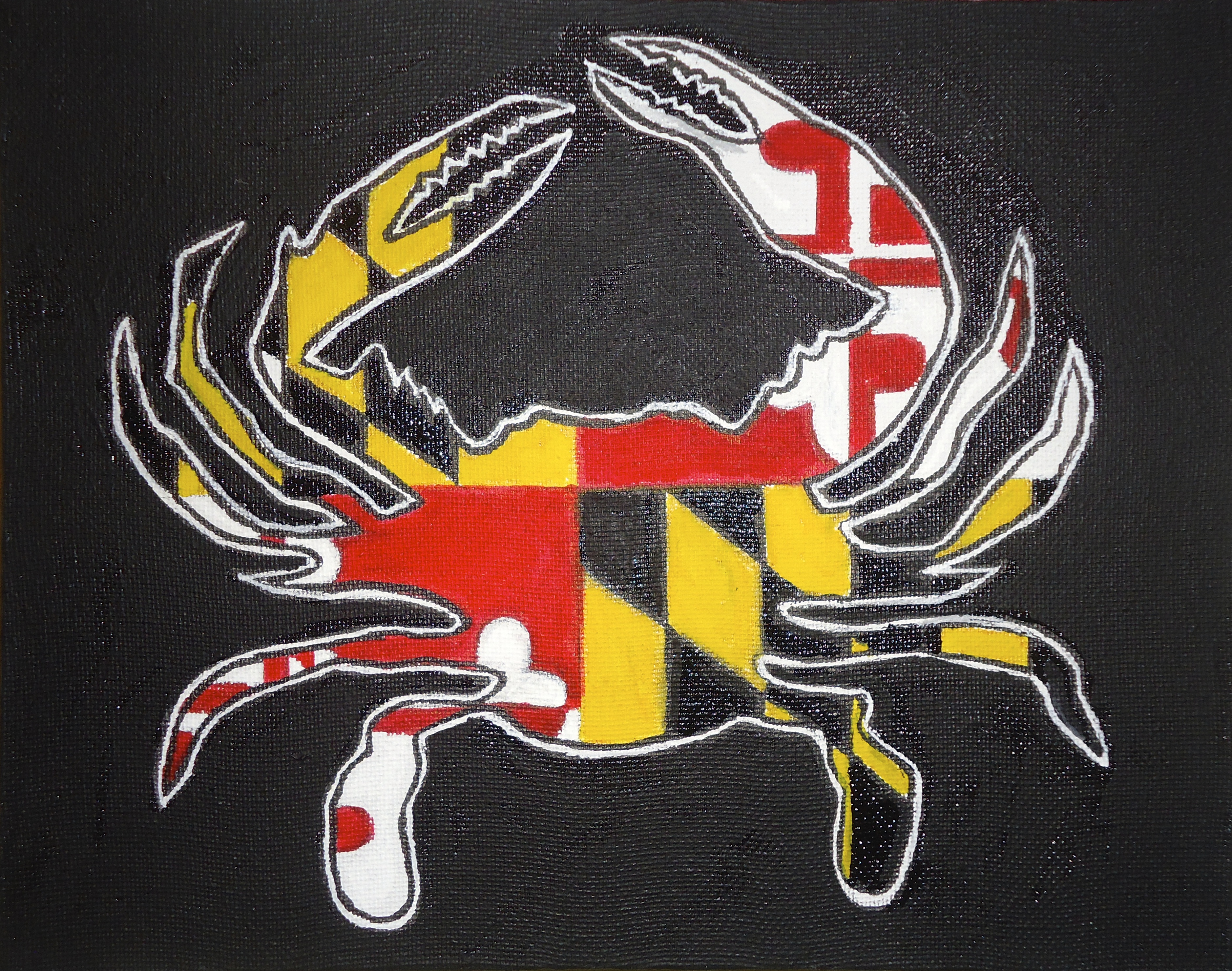 3755x2960 Painted Crab With Maryland Flag - Maryland Flag Painting