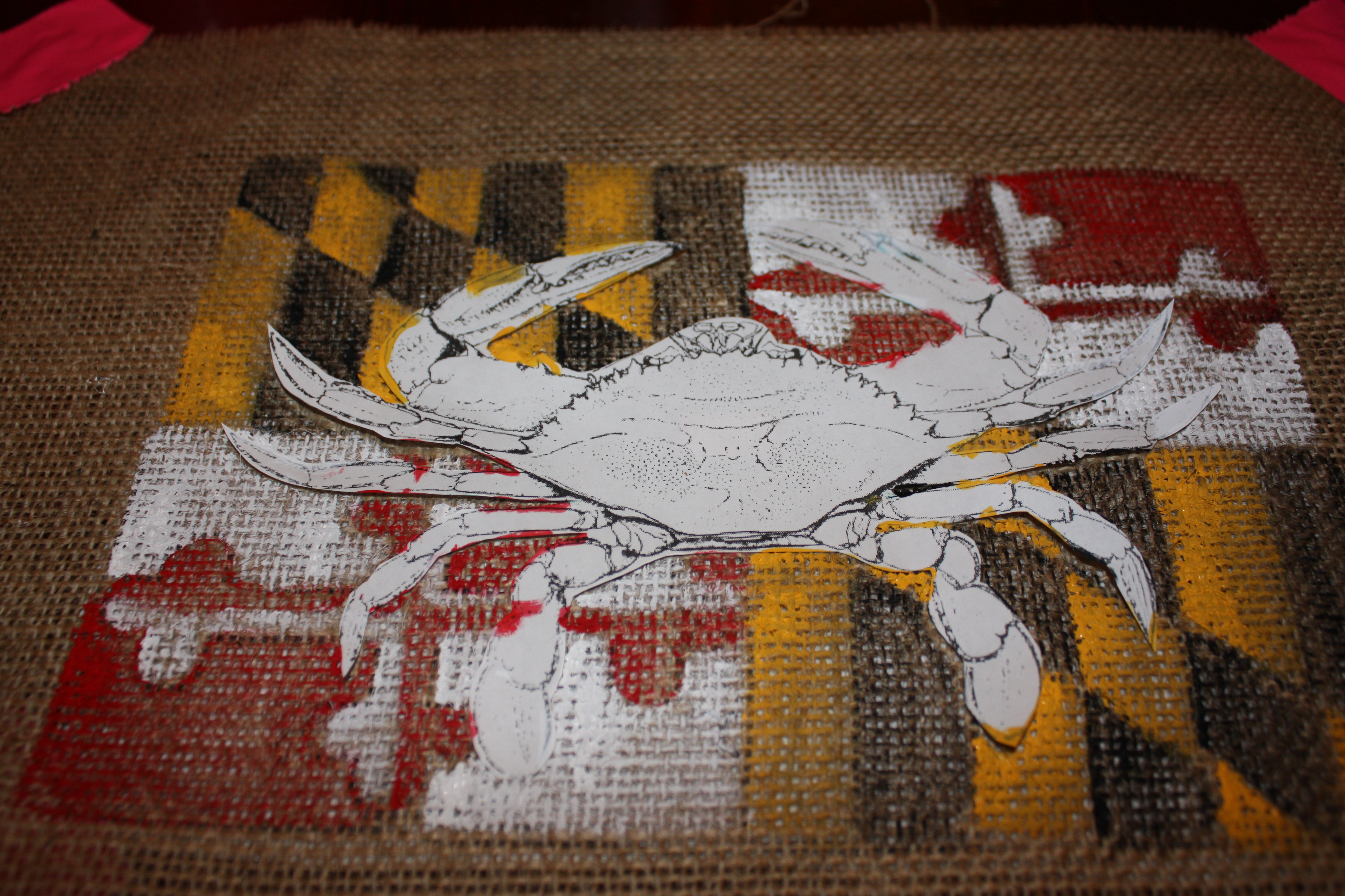 4272x2848 Burlap Maryland Crab Flag - Maryland Flag Painting