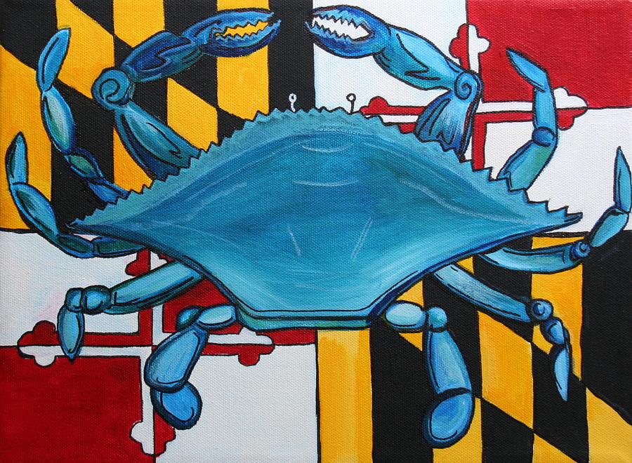 900x660 Md Blue Crab Painting By Kate Fortin - Maryland Painting