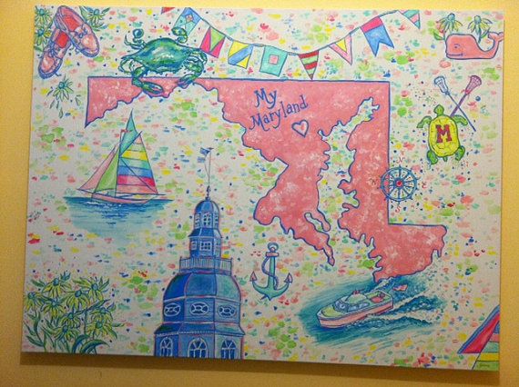 570x426 My Maryland, Is A Original, Huge Painting 36 X 48 Inches, Colorful - Maryland Painting