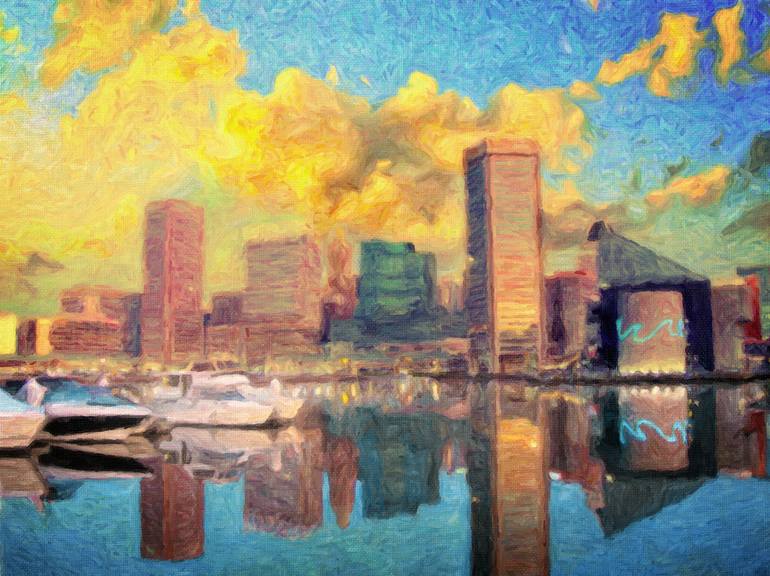 770x576 Saatchi Art Baltimore Maryland Skyline Painting By Taylan Soyturk - Maryland Painting