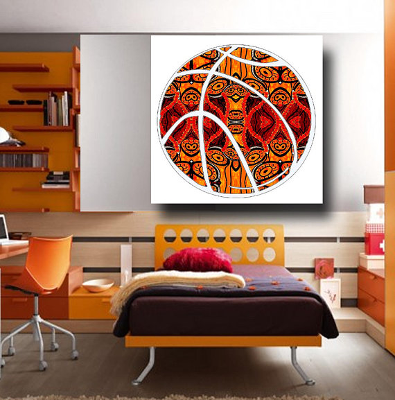 570x577 Guy Sports Art Masculine Wall Art Painting Basketball Gift - Masculine Painting