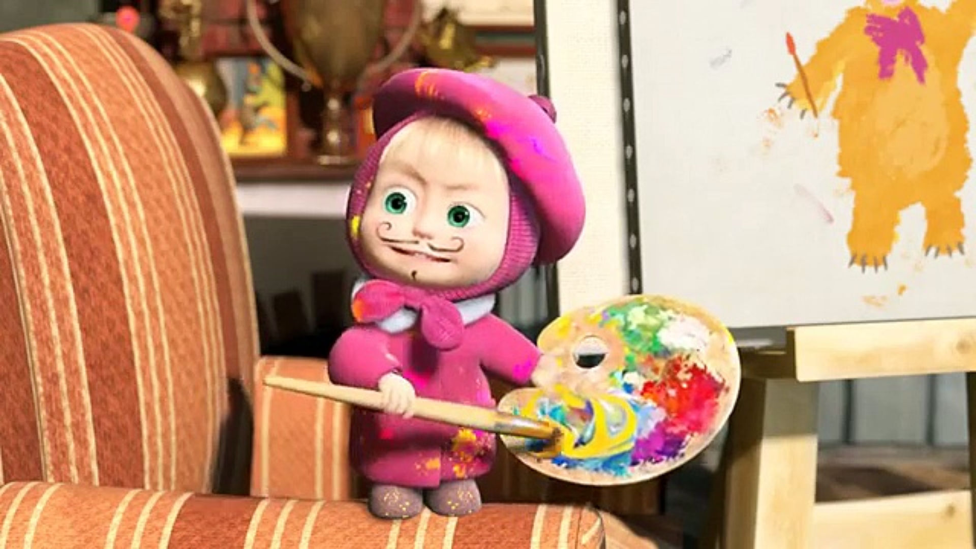 1920x1080 Masha And The Bear - Masha And The Bear Painting