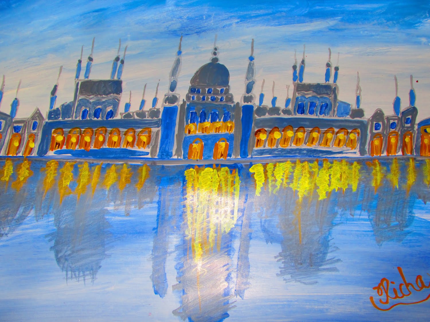 1500x1125 Lighting Mosquecastle Acrylic Painting - Masjid Painting