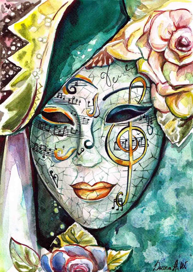 770x1082 Saatchi Art Facade, Venice Carnival, Mask Painting By Diana - Mask Painting
