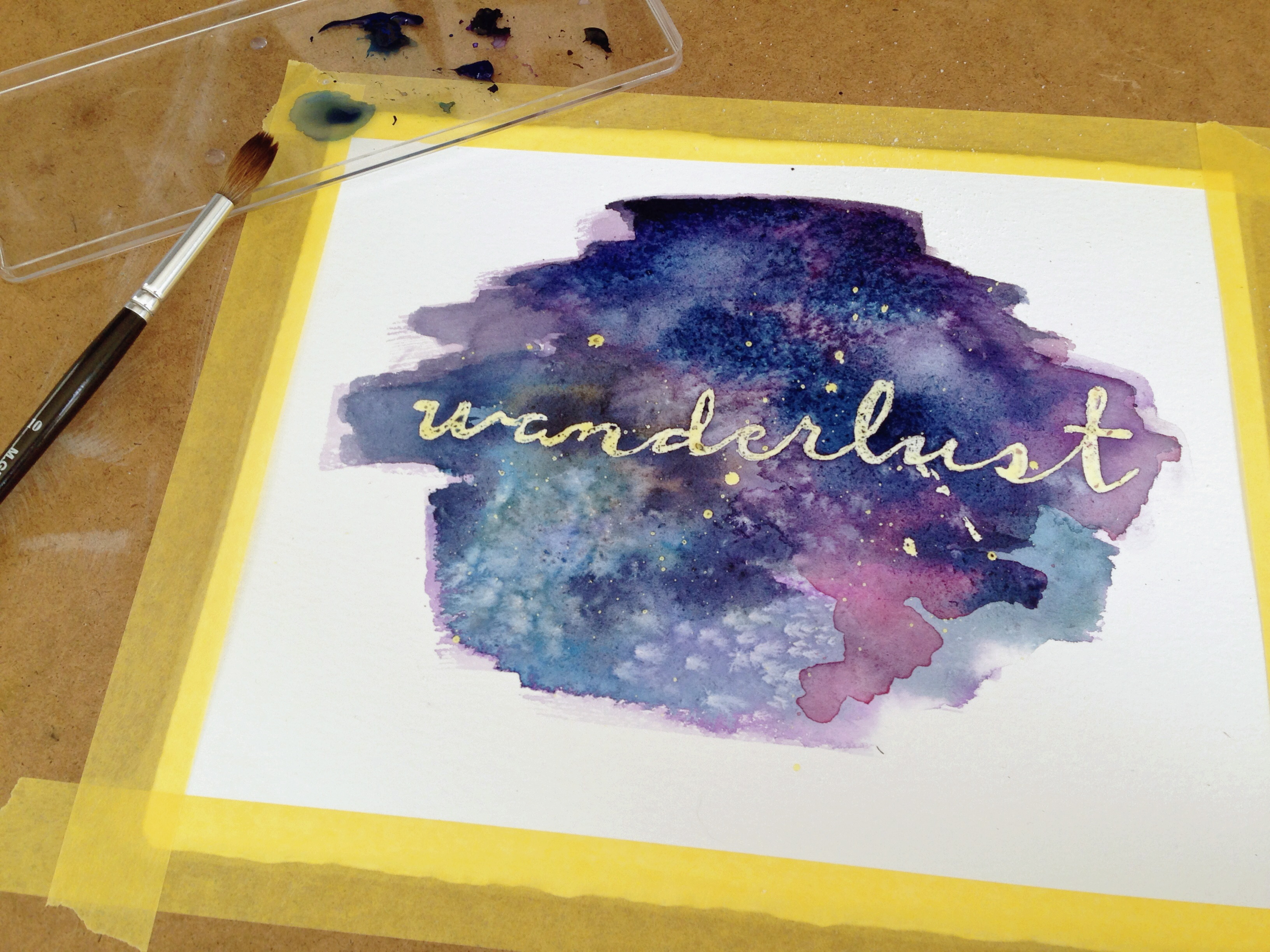 3264x2448 Galaxy Watercolor Wall Art With Masking Fluid Diy - Masking Painting