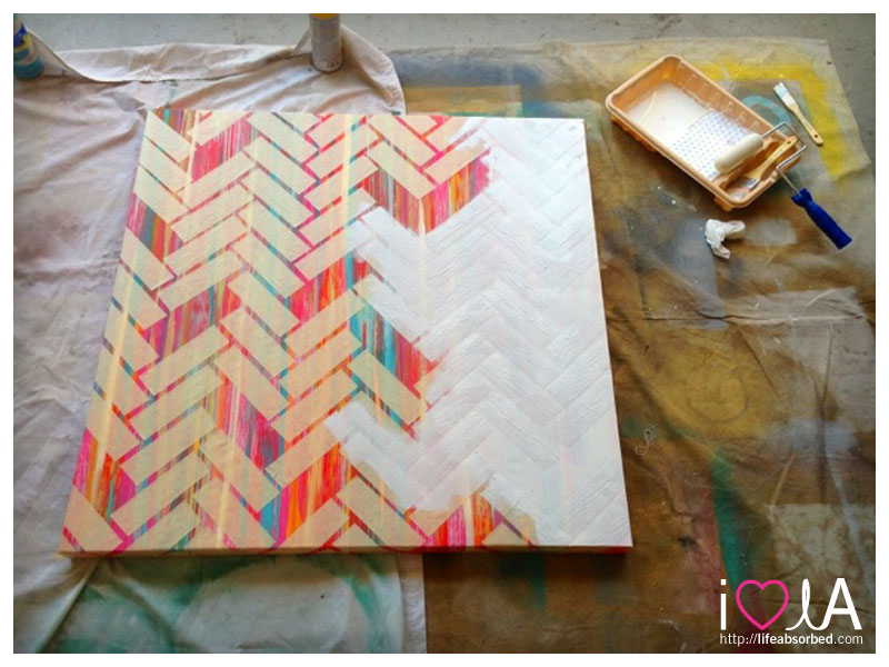 800x600 Diy Herringbone Pattern Painting Lifeabsorbed - Masking Painting