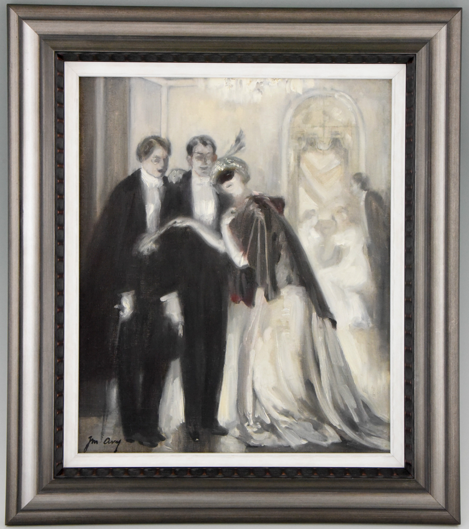 1773x2000 Art Deco Painting 1920s Masquerade Ball Scene - Masquerade Ball Painting