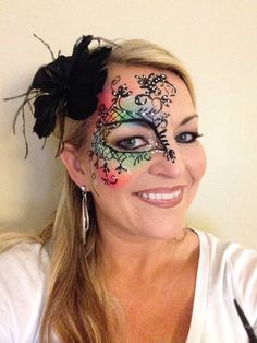236x314 Mardi Gras Glitter Face Stickers. Done In Make Up For Next Mardi - Masquerade Mask Painting