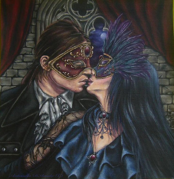 600x618 Night Masquerade By Antonelladamato - Masquerade Painting