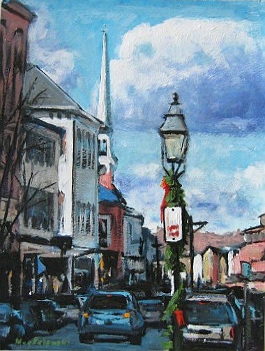 380x503 David J Magdalenski's Paintings A December Day On Pleasant Street - Massachusetts Painting