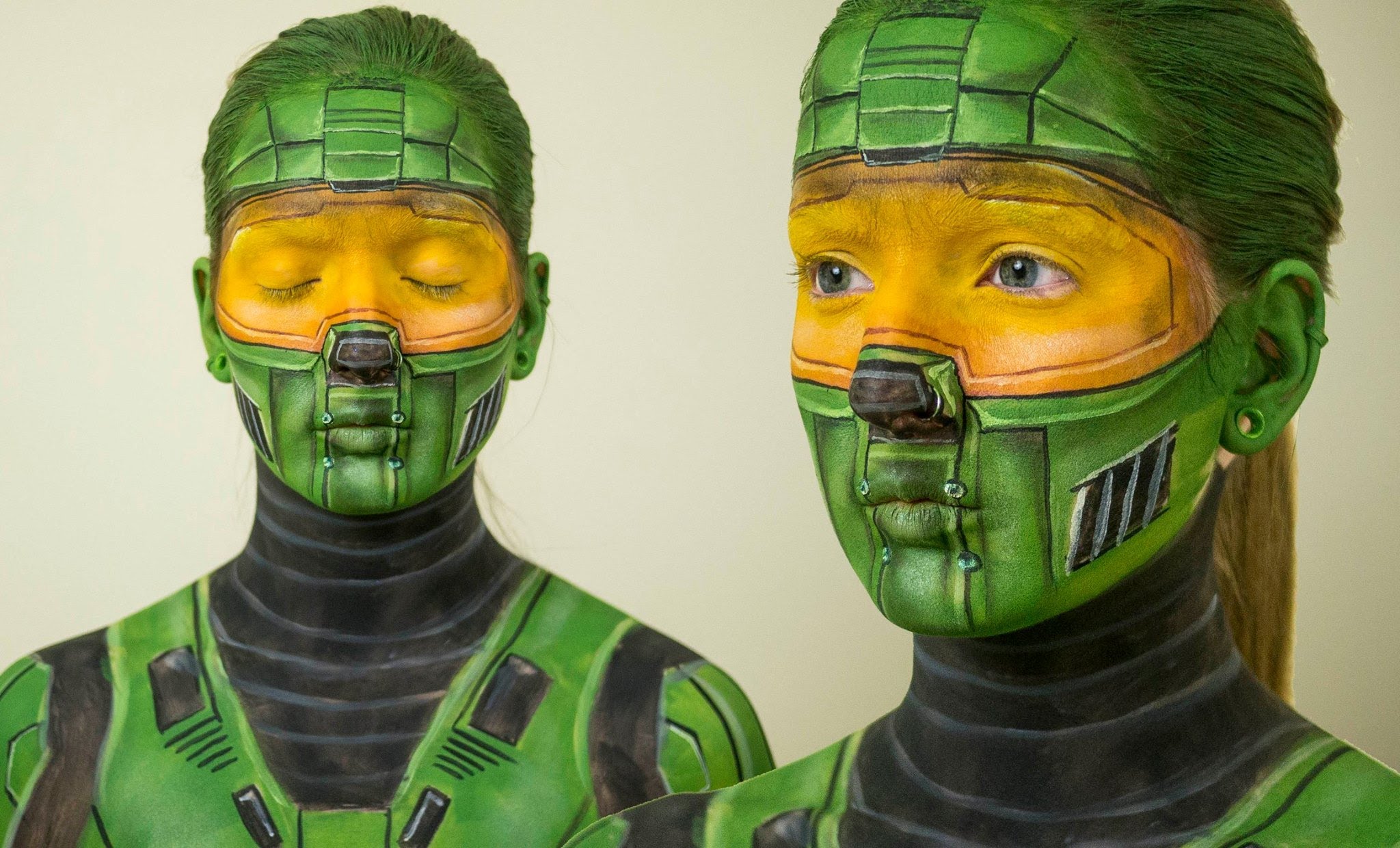 2048x1240 Master Chief Halo 4 Face Paint - Master Chief Painting
