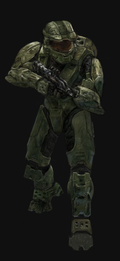 388x840 Unfinished Master Chief Painting Older Artwork Animations - Master Chief Painting