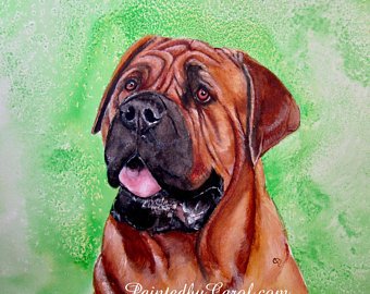 340x270 Mastiff Painting Etsy - Mastiff Painting