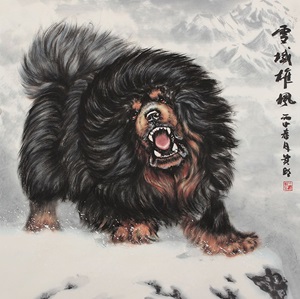 300x299 Modern Art Famous Painting Hand Chinese Classic Best Tibetan - Mastiff Painting