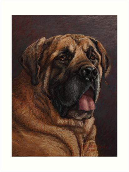 413x549 Pastel Painting - Mastiff Painting