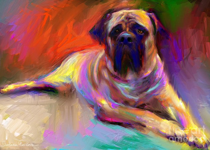 700x500 Bullmastiff Dog Painting Greeting Card For Sale By Svetlana Novikova - Mastiff Painting