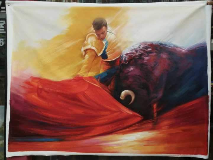 720x540 Hand Painted Spanish Matador In Arena Oil Paintingreal Art - Matador Oil Painting